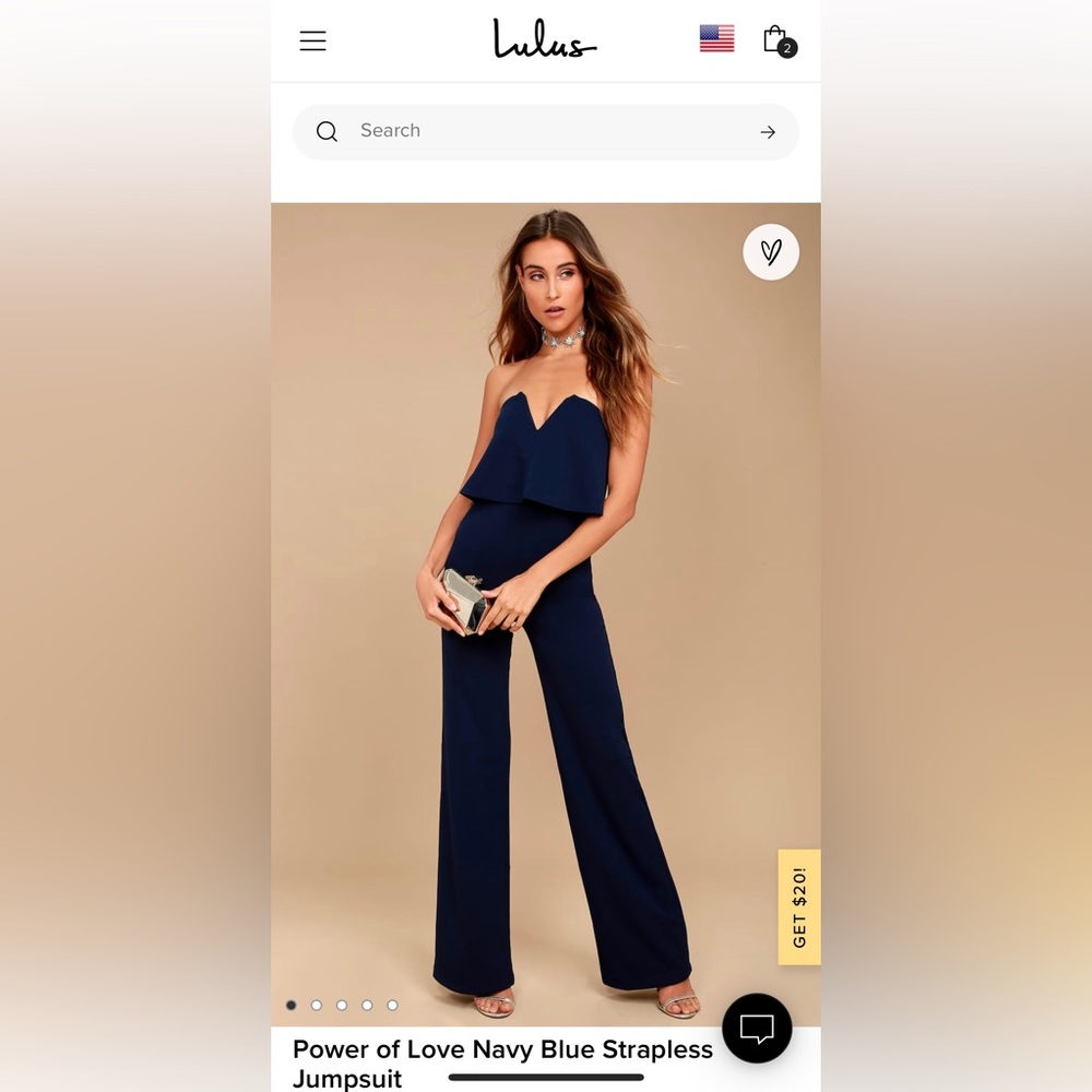 New with Tags Lulus Power of Love Navy Blue Jumpsuit XS